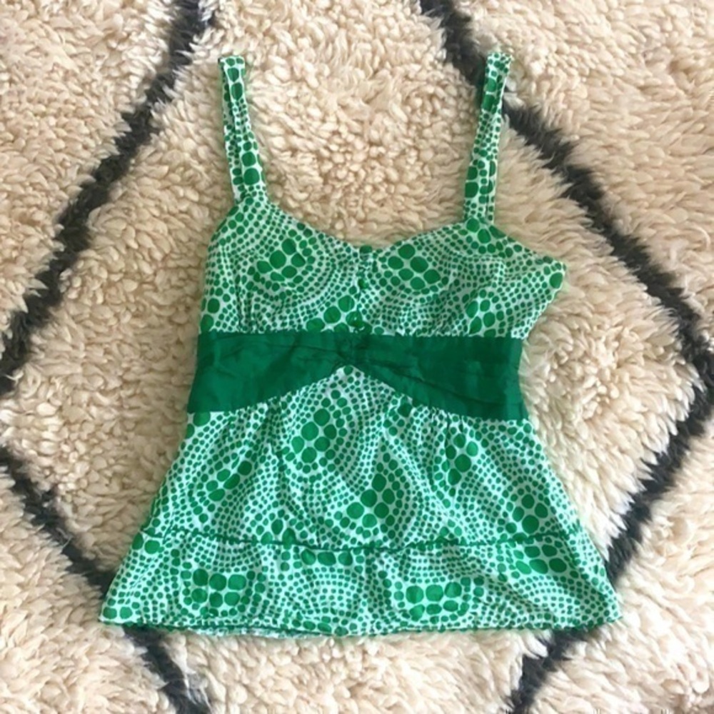 Anthroplogie Edme & Esyllte Green Dot Tank sz 4 & 0